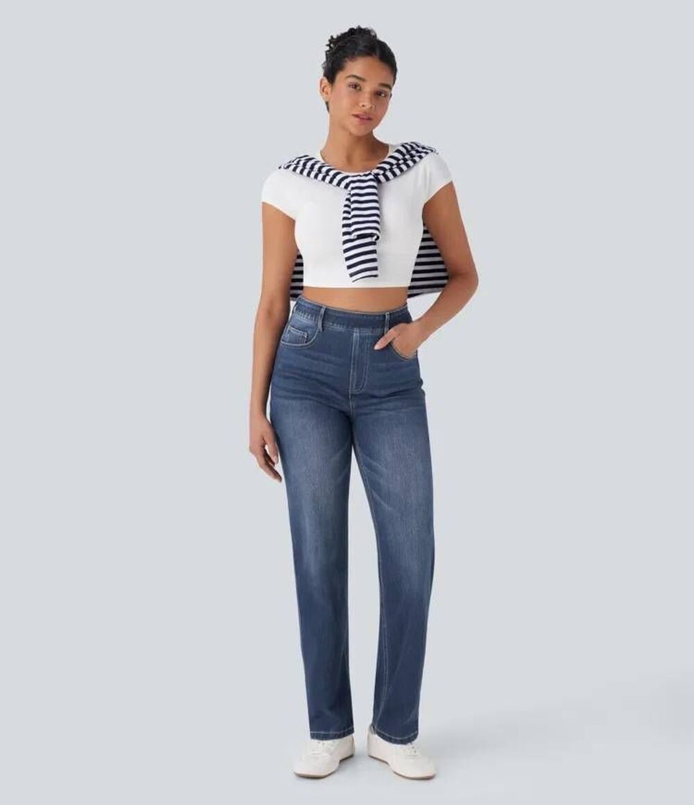 Halara Flex Denim High Waisted Straight Leg Jeans Size Large Tall